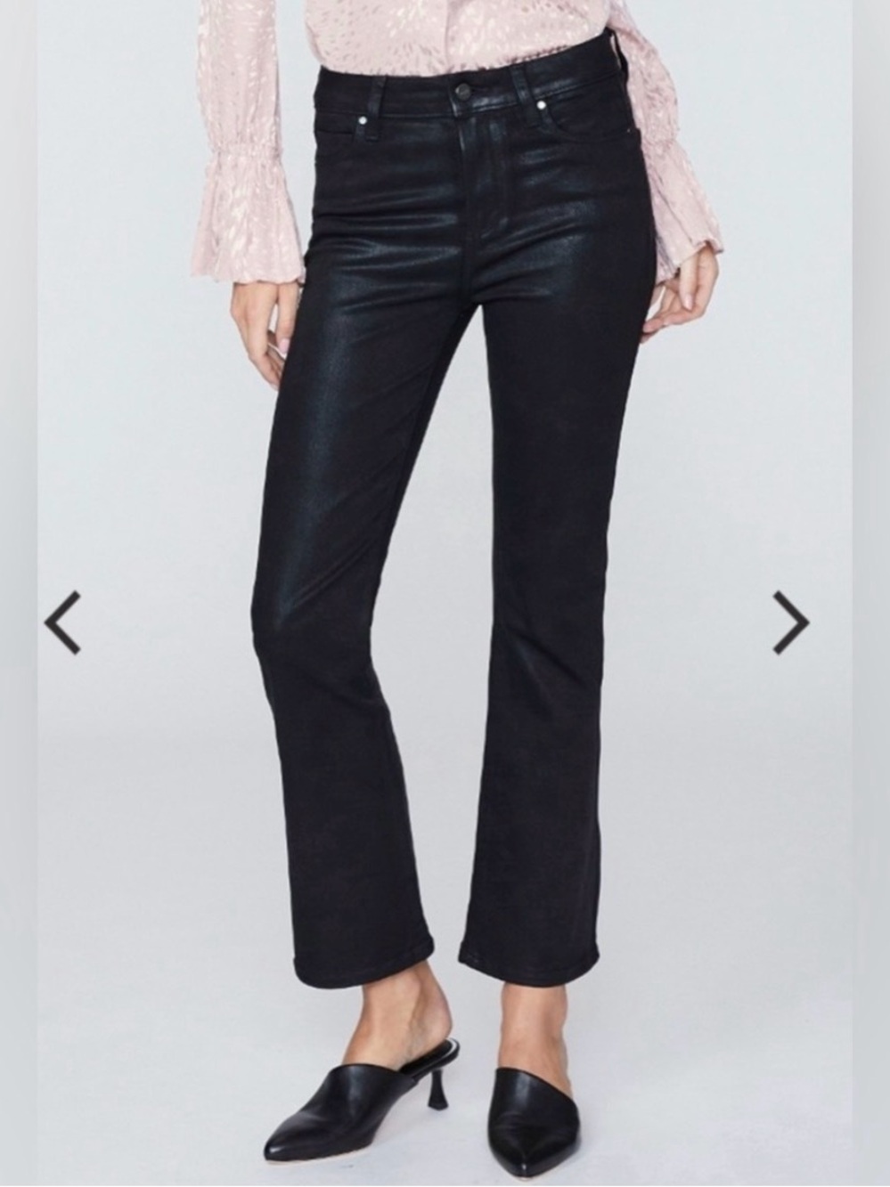 PAIGE Black Claudine Ankle Flare Coated Jeans